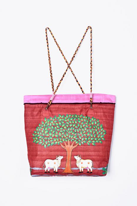 Red Hand Painted Pichwai Bag