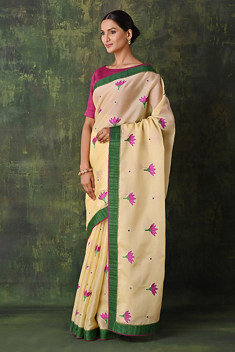 Organza Ahir Embroidered Pichwai Saree