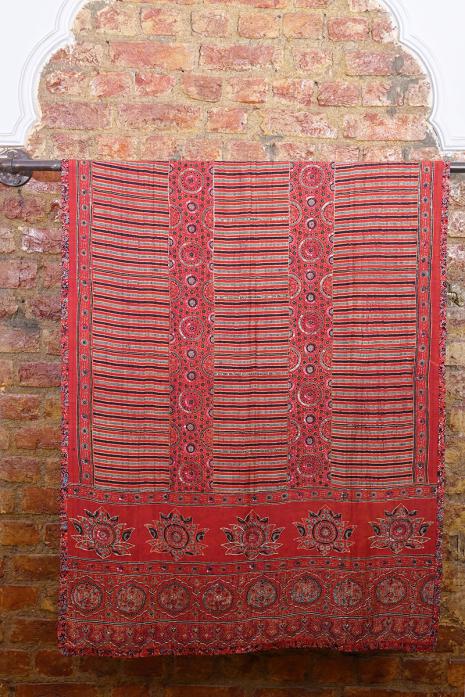 Beautiful tussar linen block print Pichwai ajrakh dupatta 