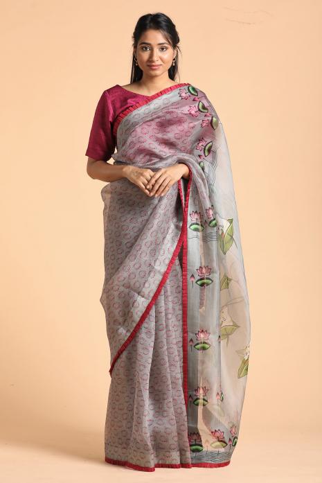 Handwoven Organza Pichwai Saree