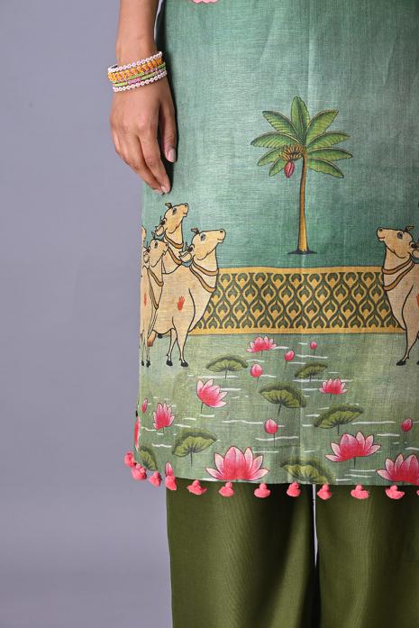 Tussar Silk & Linen Tunic with Organza Sleeves