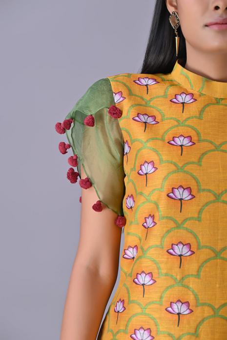 Tussar Silk & Linen Tunic with Organza Sleeves