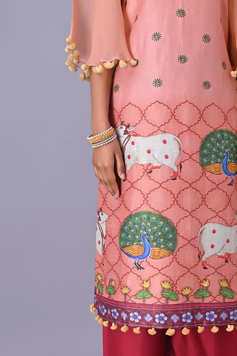 Tussar Silk & Linen Tunic with Organza Sleeves