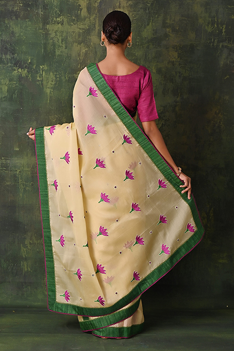 Organza Ahir Embroidered Pichwai Saree