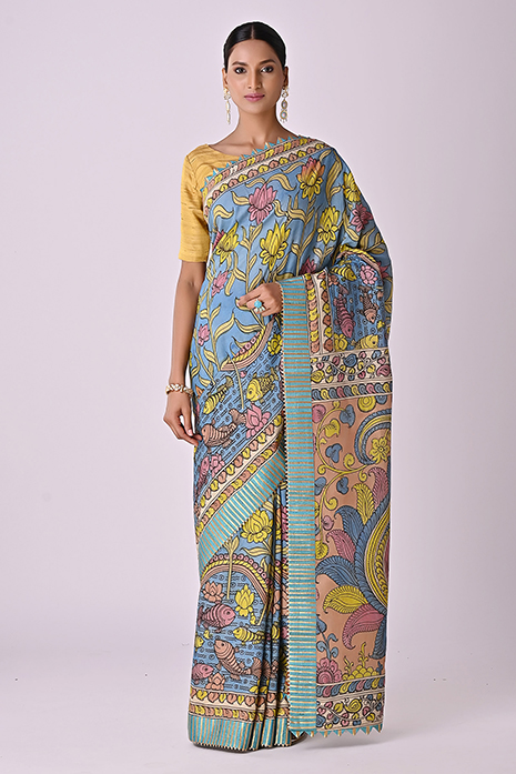 Pichwai Kalamkari Silk Saree