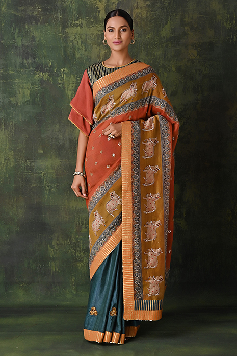 Art Silk Rust Color Saree