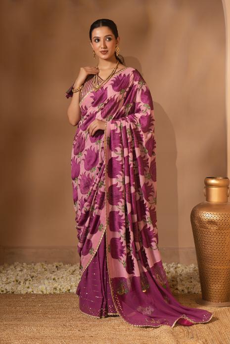 Pichwai Chikankari Georgette & Organza Saree Set