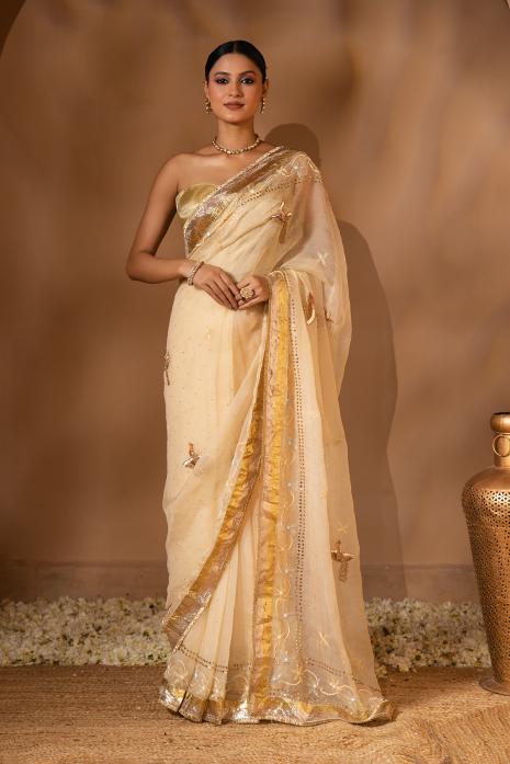 Pichwai Chikankari Organza Saree Set