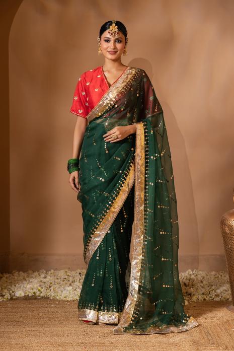 Pichwai Chikankari Organza Saree Set
