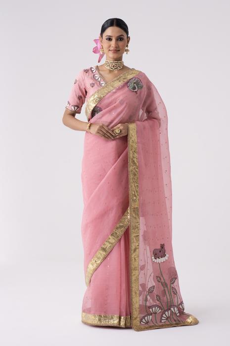 Hand Embroidered Organza Pichwai Saree