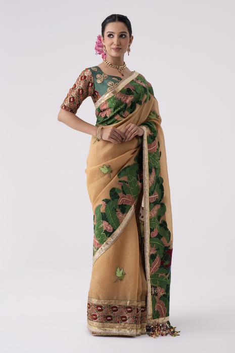 Hand Painted & Hand Embroidered Pichwai Saree