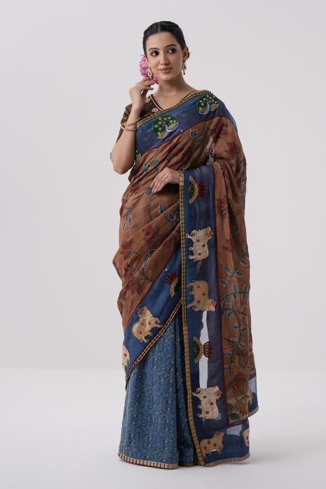 Pichwai Kalamkari Saree