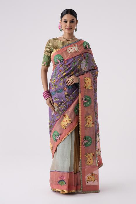 Pichwai Kalamkari Saree