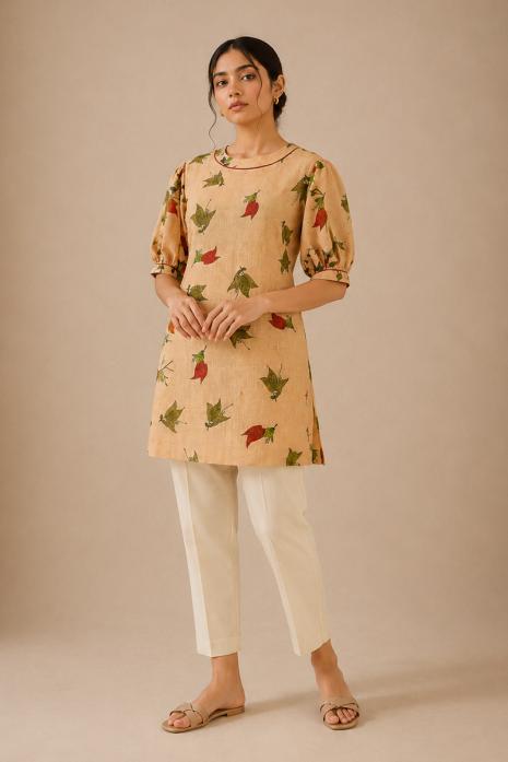 Bougainvillea Print Linen Tunic